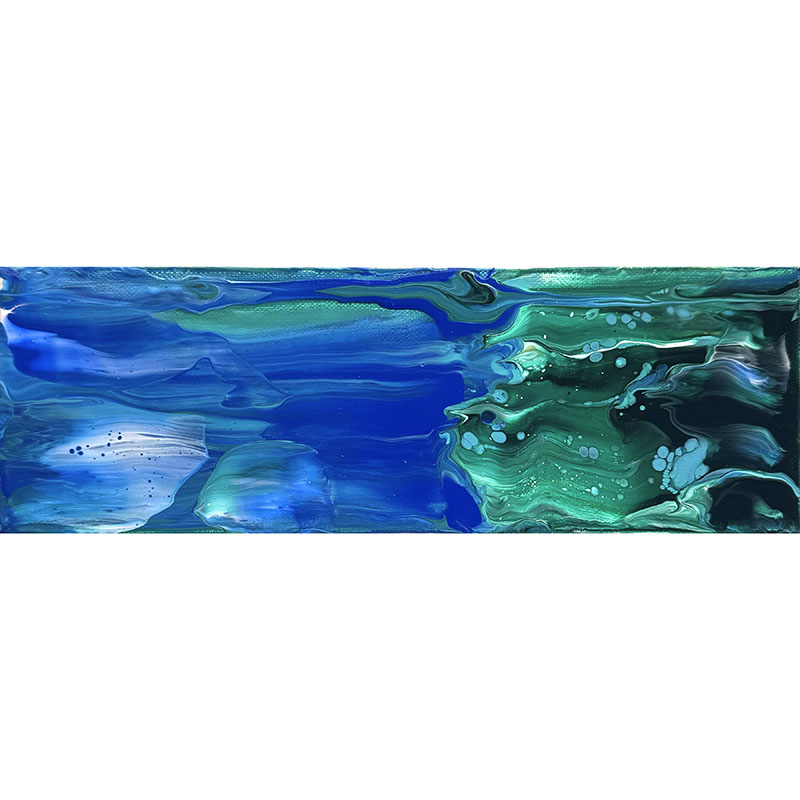 Blue Green Abstract small painting by Jennifer Mone Hill