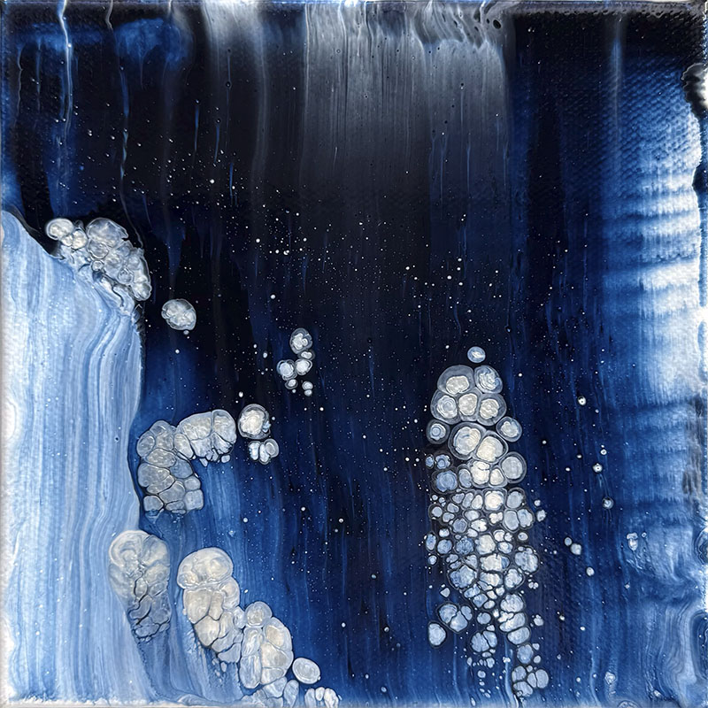 Blue Trace 2 small painting by Jennifer Mone Hill