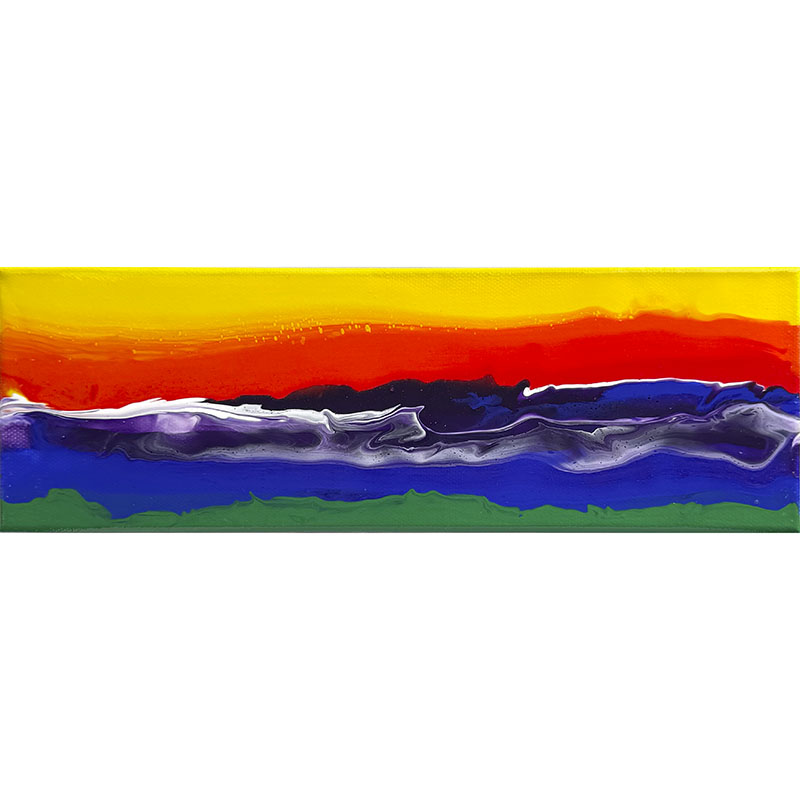 Rainbow Landscape small abstract painting by Jennifer Mone Hill