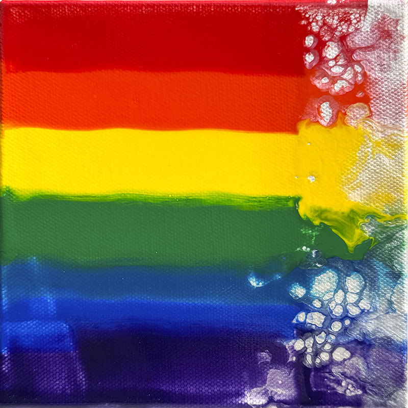 Rainbow Melt small abstract painting by Jennifer Mone Hill