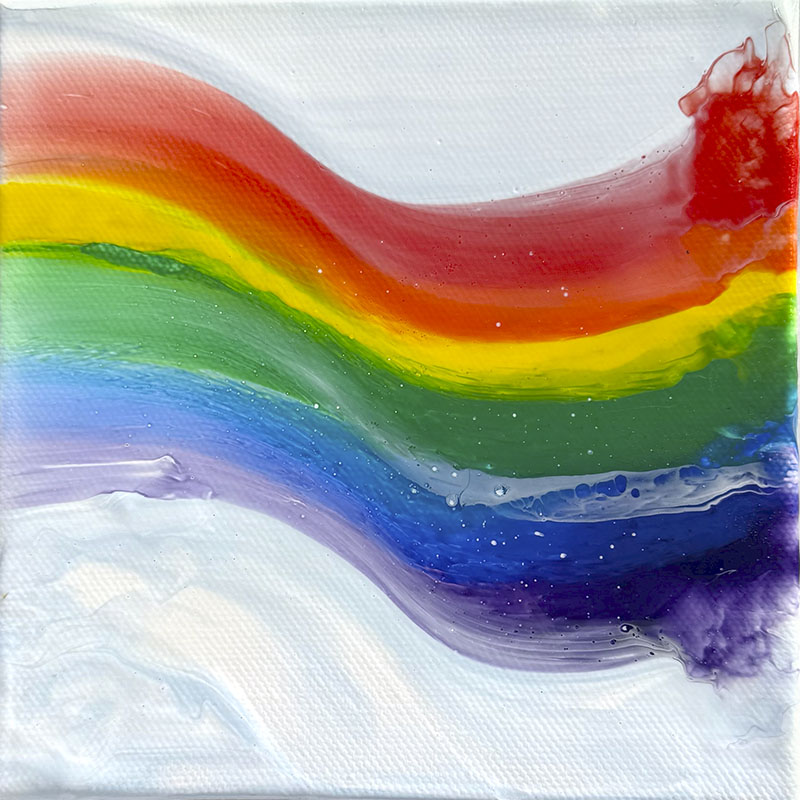 Rainbow Swerve small abstract painting by Jennifer Mone Hill