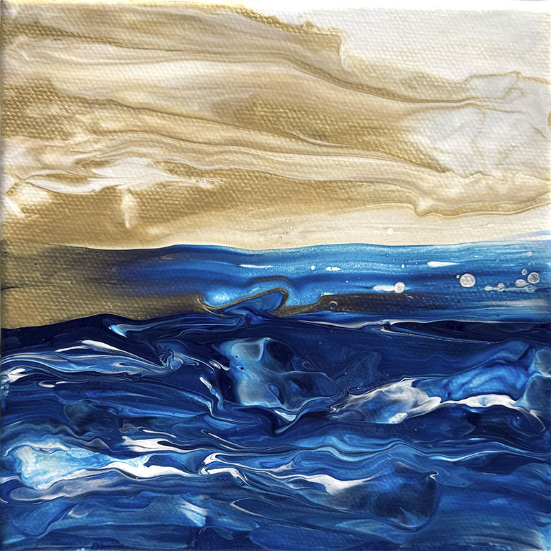 Sun On The Water small abstract painting by Jennifer Mone Hill